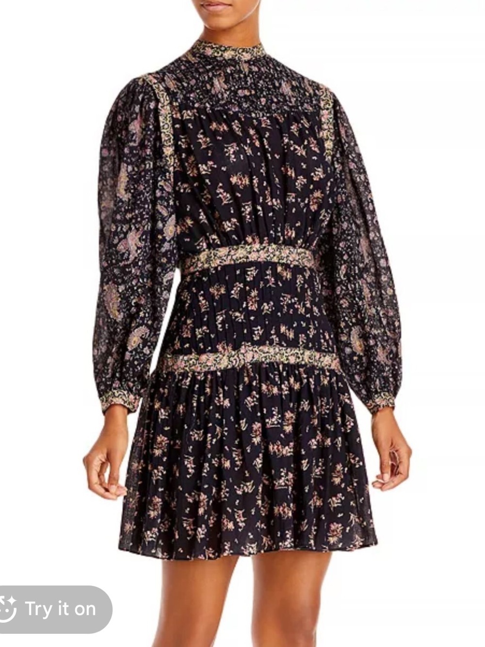 La Vie Rebecca Taylor floral long sleeve dress size small